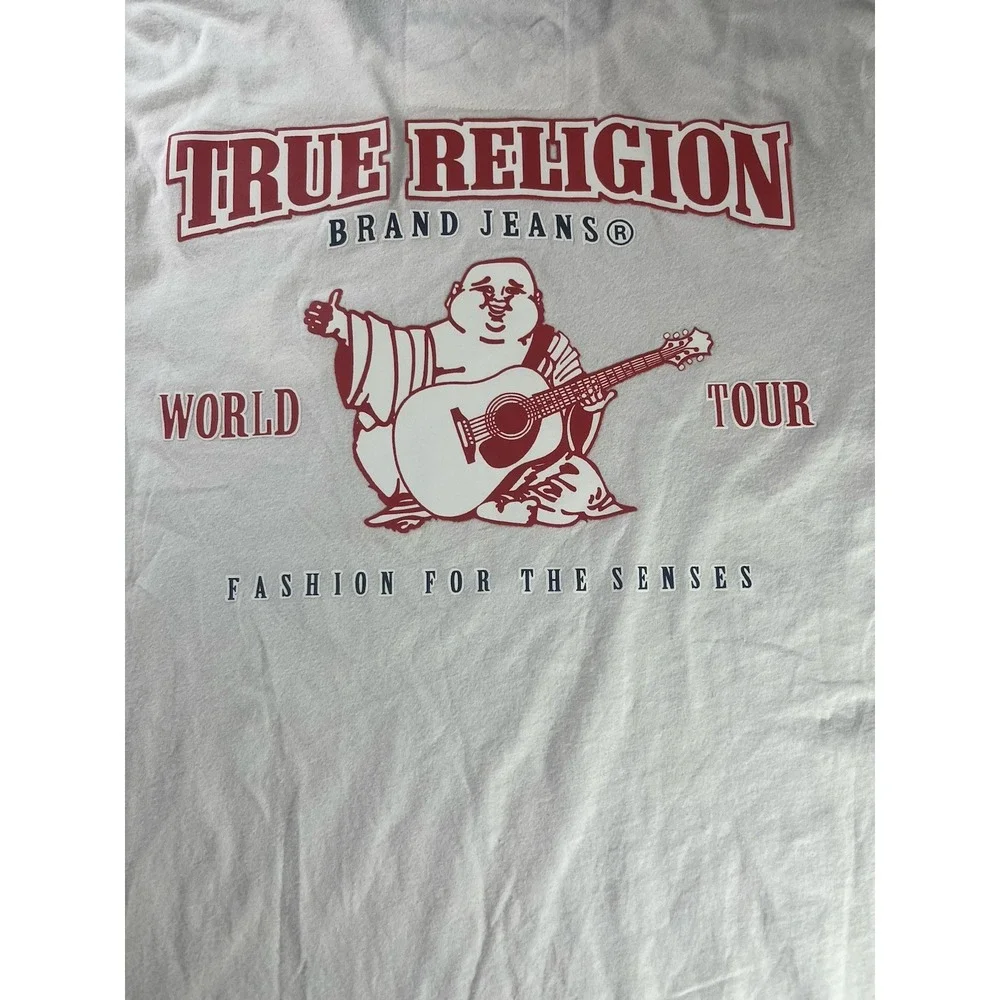 True Religion World Tour Graphic T-Shirt White Size Small Short Sleeve